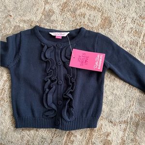 Rufflebutts NWT navy ruffled cardigan 6-12m